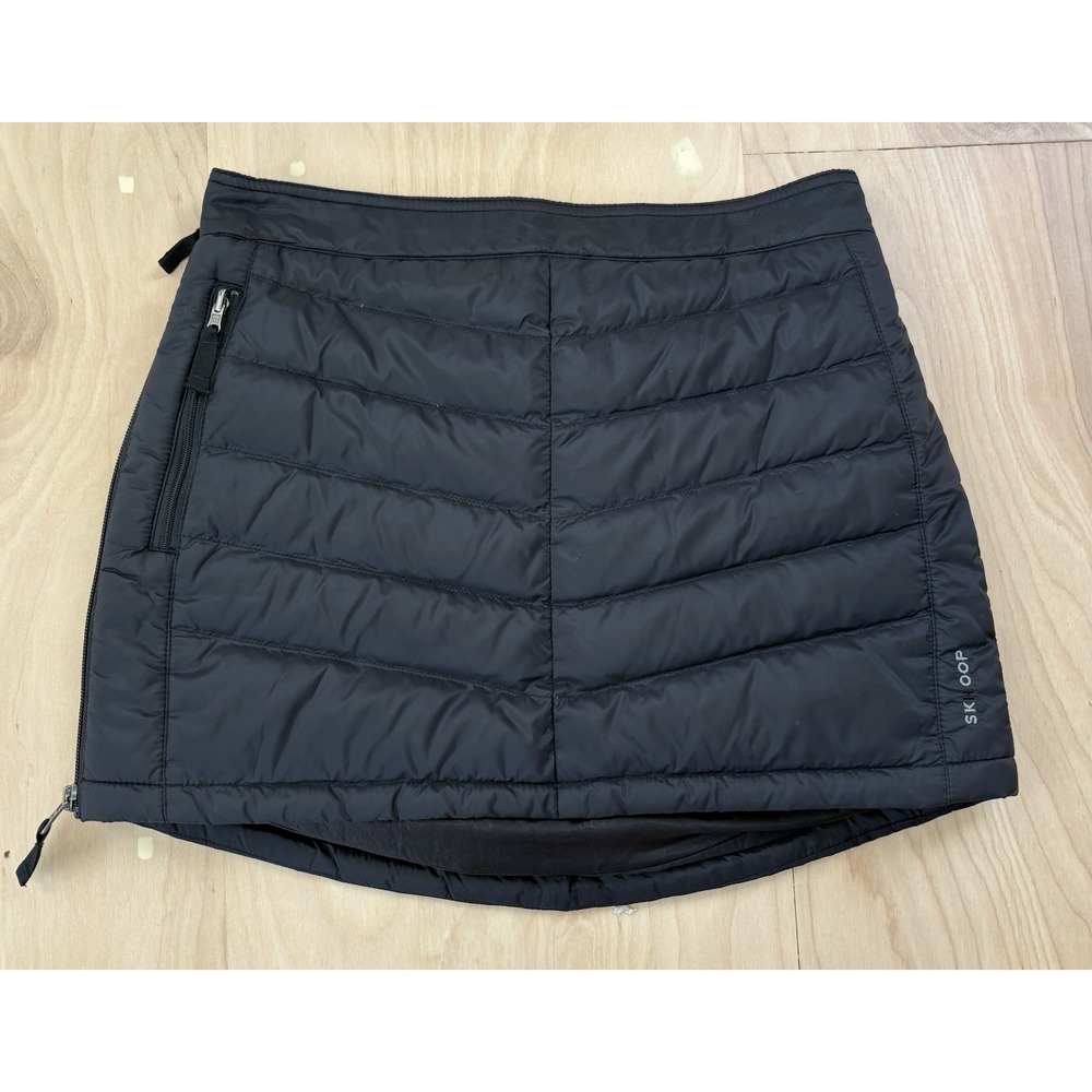 Skhoop Mini Down Skirt Womens S Black Puffer Duck Ski Side Zip Nylon Insulated